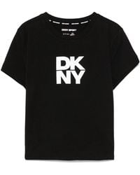 DKNY - Foil-Logo Cropped T-Shirt - Lyst