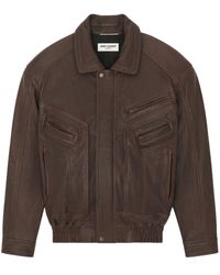 Saint Laurent - Spread-collar Leather Bomber Jacket - Lyst
