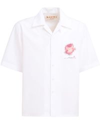 Marni - Floral-appliqué Cotton Shirt - Lyst