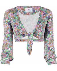 Chiara Ferragni - Floral-print Cropped Wrap Top - Lyst