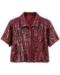 WEILI ZHENG - Chemise Crop À Ornements En Sequins - Lyst