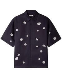 Sandro - Floral-Flocked Short-Sleeve Shirt - Lyst