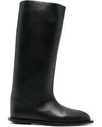 Plan C - Smooth Leather Pointed Knee Boots - Lyst