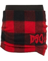 DSquared² - Distressed Check-Print Mini Skirt - Lyst