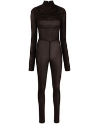 Saint Laurent - Draped-design Semi-sheer Jumpsuit - Lyst
