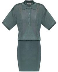 Versace - Pointelle-Knit Mini Polo Dress - Lyst