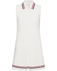 Thom Browne - Stretch Viscose Rwb Stripe Mini Tennis Dress - Lyst