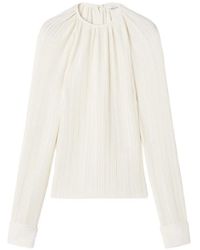 Lanvin - Plissé-Effect Buttoned-Cuff Top - Lyst
