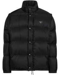 Prada - Quilted Logo-Plaque Puffer Jacket - Lyst