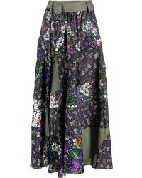 Sacai - Floral-print Layered Midi Skirt - Lyst