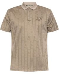EA7 - Monogram-Pattern Polo Shirt - Lyst
