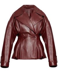 Balenciaga - Folded Long-Sleeve Leather Jacket - Lyst
