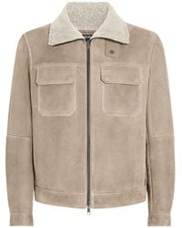 ZEGNA - Shearling-Collar Suede Jacket - Lyst