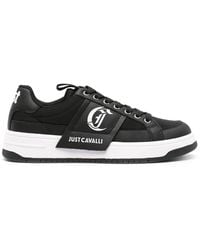 Just Cavalli - Logo-Print Leather Sneakers - Lyst