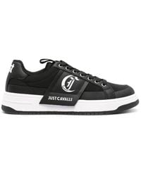 Just Cavalli - Logo-Print Leather Sneakers - Lyst