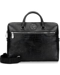 Philipp Plein - Crocodile Print Logo Patch Laptop Bag - Lyst