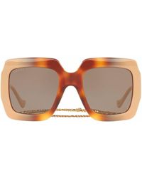 Gucci - Tortoiseshell-effect Oversized-frame Sunglasses - Lyst