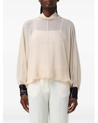 Hanita - Sequin-Cuff High-Neck Top - Lyst