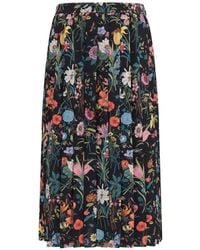 Gucci - Midi-Plooirok Met Bloemenprint - Lyst