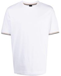 BOSS - T-Shirt mit gestreiften Details - Lyst