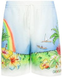 CASABLANCA - Aloha-Print Silk Swim Shorts - Lyst