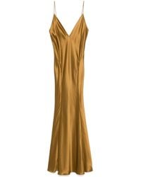 Saint Laurent - Silk V-Neck Maxi Dress - Lyst