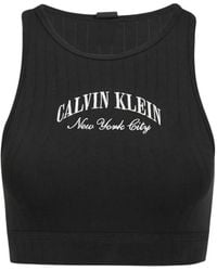 Calvin Klein - Heritage Logo-Print Ribbed Bra - Lyst