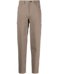 Brunello Cucinelli - High-waisted Tapered Cotton-blend Trousers - Lyst