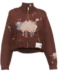 Maison Mihara Yasuhiro - Distressed Intarsia-Knit Cardigan - Lyst