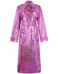 Roberto Cavalli - Metallic-Effect Trench Coat - Lyst