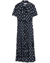 Self-Portrait - Polka Dot Pleated Midi Dress - Lyst