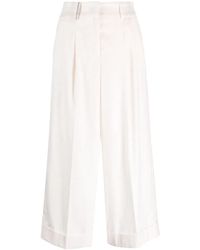 Peserico - High-Waisted Cropped-Leg Trousers - Lyst