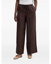 Benetton - Drawstring Wide-Leg Linen Trousers - Lyst
