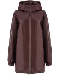 Ferragamo - Zip-up Hooded Leather Jacket - Lyst