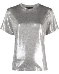 Maje - Lamé Round-Neck T-Shirt - Lyst