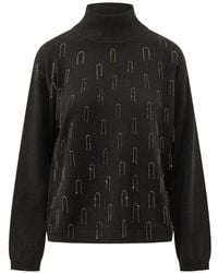 Fabiana Filippi - Platinum Bead-Embellished High-Neck Sweater - Lyst