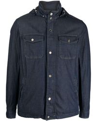 Moorer - Hooded Denim Shirt Jacket - Lyst
