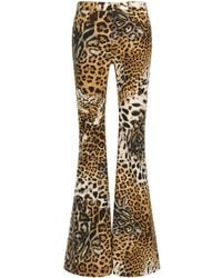 Roberto Cavalli - Leopard-print Flared Trousers - Lyst