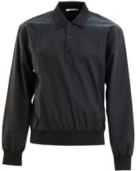 Givenchy - Long-Sleeved Polo Shirt With Ribbed Details - Lyst