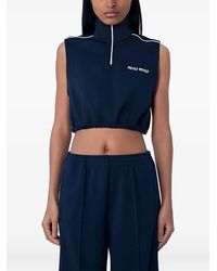 Miu Miu - High-Neck Zip-Up Crop Top - Lyst