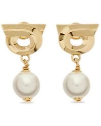 Ferragamo - Faux-Pearl Gancini Earrings - Lyst