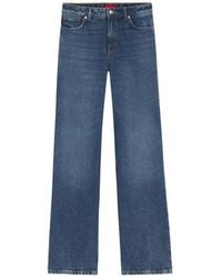HUGO - Logo-Patch Straight-Leg Jeans - Lyst