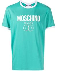 Moschino - T-shirt Met Contrasterende Afwerking En Logoprint - Lyst