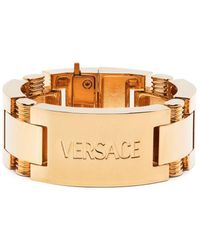 Versace - Logo-engraved Metal Bracelet - Lyst