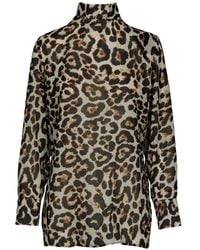 Tessitura Body Couture - Leopard-Print Back-Cutout Blouse - Lyst