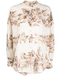 Twin Set - Floral-print Long-sleeved Blouse - Lyst