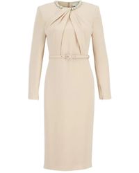 Roland Mouret - Pearl-Embellished Draped Dress - Lyst