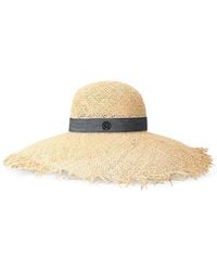 Maison Michel - Blanche Frayed Trim Hat - Lyst
