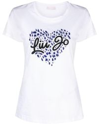 Liu Jo - T-shirt à motif cœur strassé - Lyst
