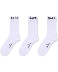A Bathing Ape - Logo-Embellished Socks (Pack Of Three) - Lyst